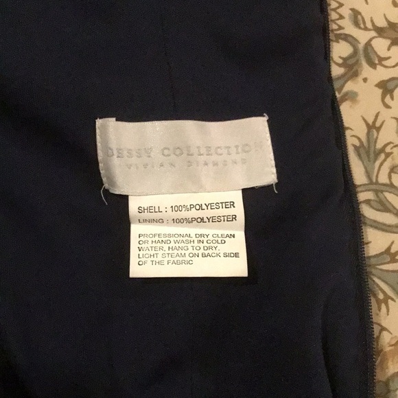 Dessy Collection Off-the-Shoulder Criss Cross Trumpet Gown Style 3012 Midnight - Picture 9 of 9